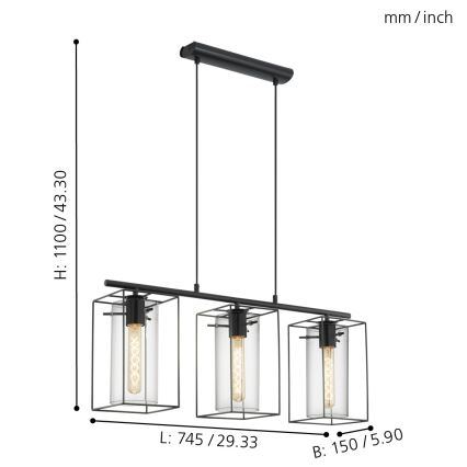 Eglo - Lámpara colgante 3xE27/60W/230V