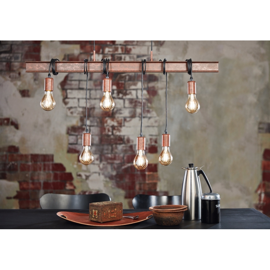 Eglo - Lámpara colgante TOWNSHEND 6xE27/60W/230V
