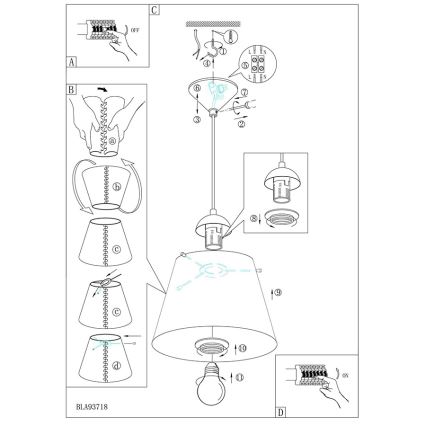 Eglo 54459 - Lámpara suspendida con alambre MOLOVE 1xE27/60W/230V