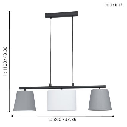 Eglo 55207 - Lámpara colgante ALMEIDA 3xE14/25W/230V gris