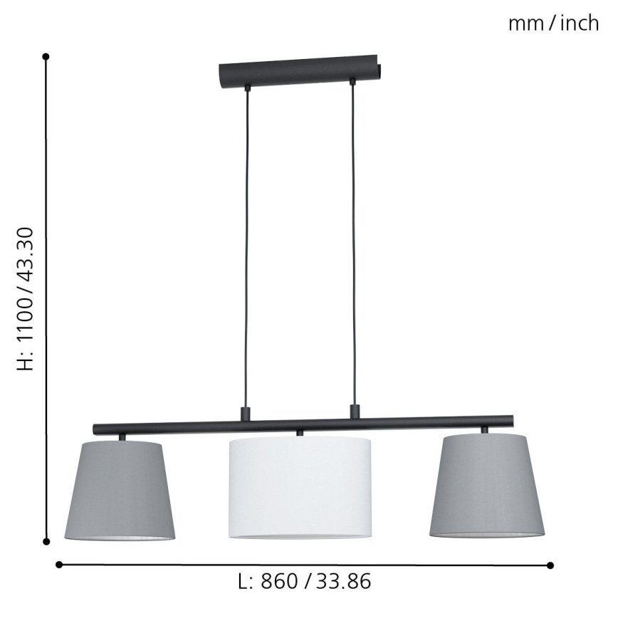 Eglo 55207 - Lámpara colgante ALMEIDA 3xE14/25W/230V gris