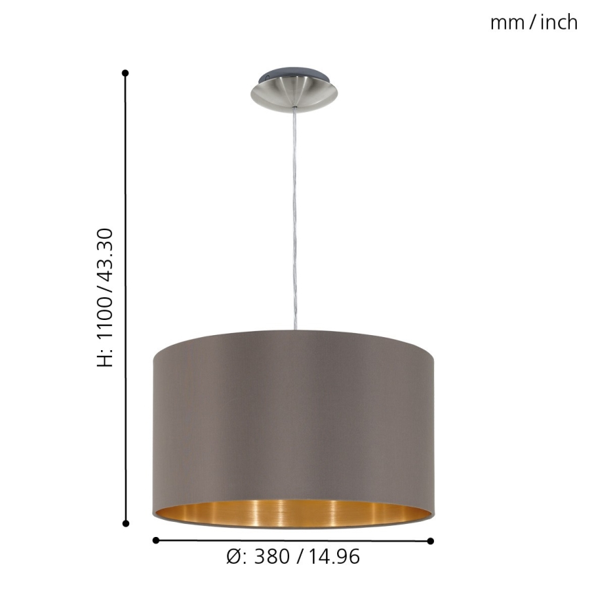Eglo 55269 - Lámpara colgante MASERLO 1xE27/60W/230V marrón