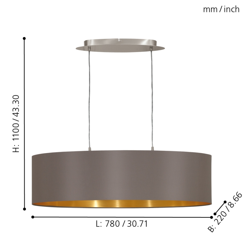Eglo 55271 - Lámpara colgante MASERLO 2xE27/60W/230V marrón