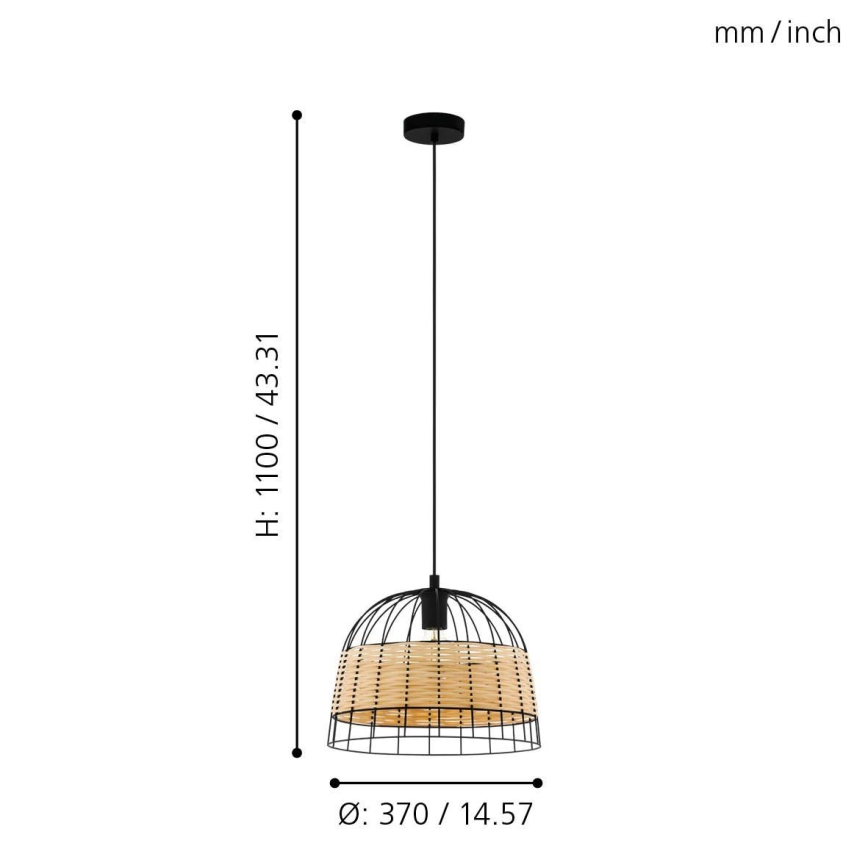 Eglo 55709 - Lámpara colgante ANWICK 1xE27/40W/230V ratán