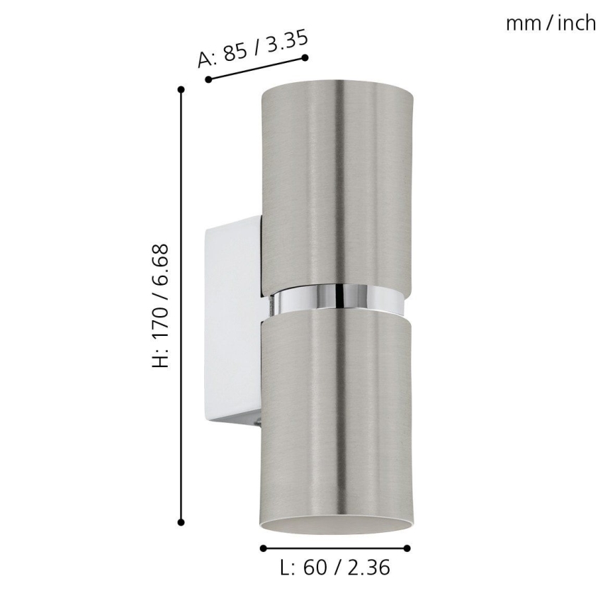 Eglo 64794 - Aplique LED PASSA PRO 2xGU10/3,3W/230V 3000K cromo mate