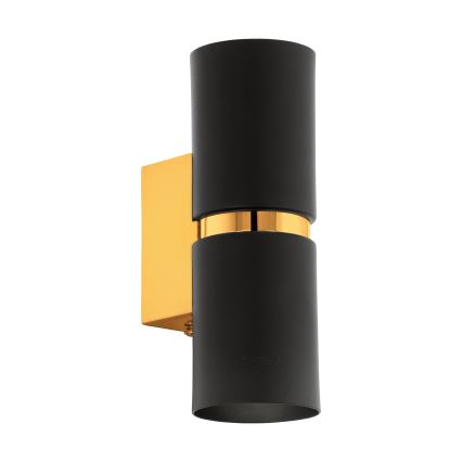 Eglo 64795 - Aplique LED PASSA PRO 2xGU10/3,3W/230V 3000K negro/dorado