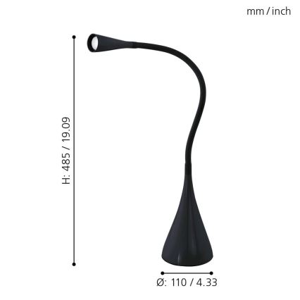 Eglo 64975 - Lámpara LED de mesa flexible regulable SNAPORA PRO LED/3,5W/230V 3000K negro