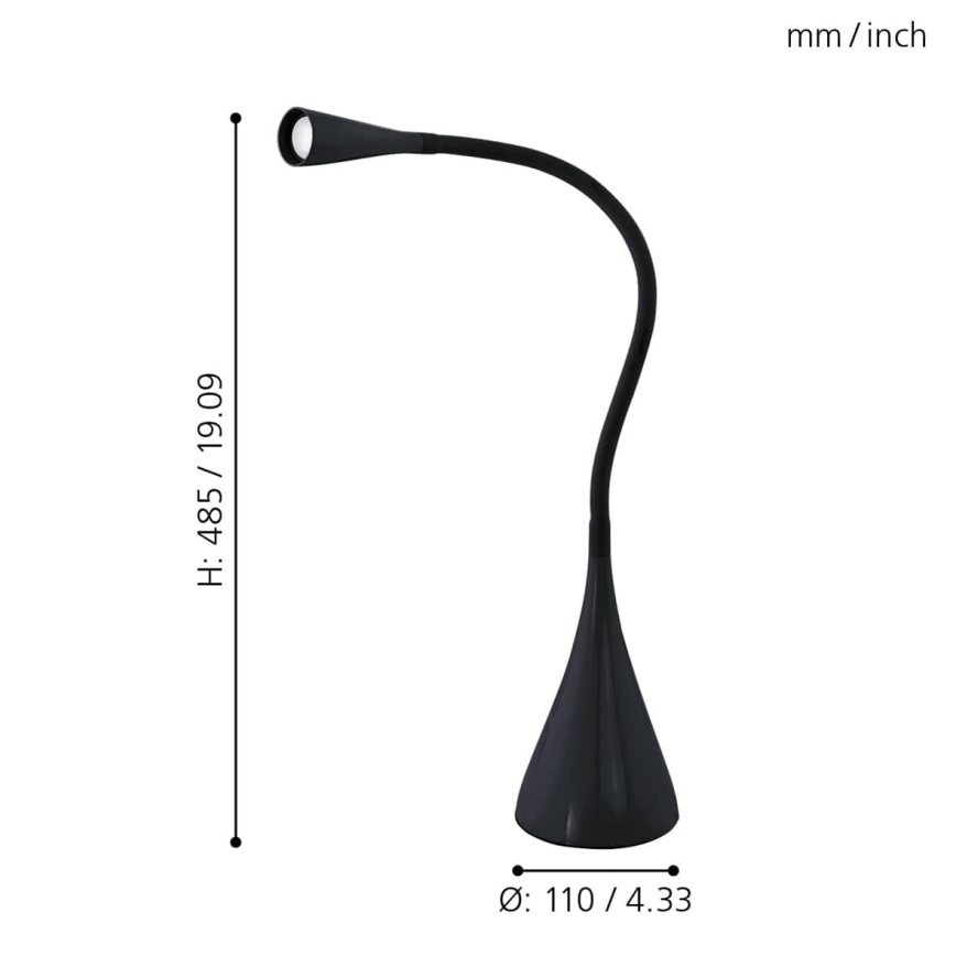 Eglo 64975 - Lámpara LED de mesa flexible regulable SNAPORA PRO LED/3,5W/230V 3000K negro