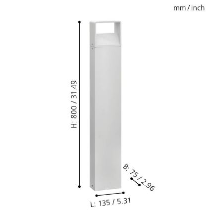 Eglo 65085 - Lámpara LED de exterior DONINNI PRO LED/5W/230V 3000K 80 cm IP44 blanco