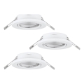 Eglo 75674 - SET 3x Lámpara empotrable de baño AGULO 1xGU10/35W/230V IP23 blanco