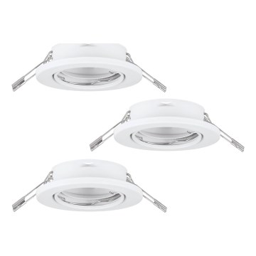 Eglo 75674 - SET 3x Lámpara empotrable de baño AGULO 1xGU10/35W/230V IP23 blanco