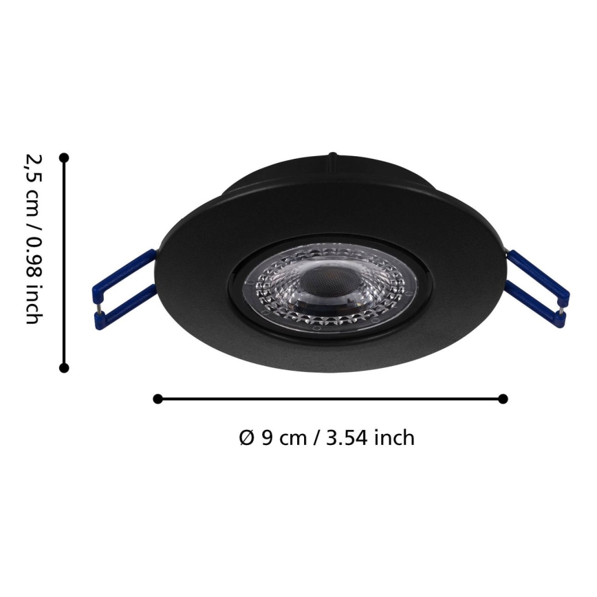 Eglo 75765 - SET 3x Lámpara empotrable LED ZUJAR LED/3,4W/230V negro