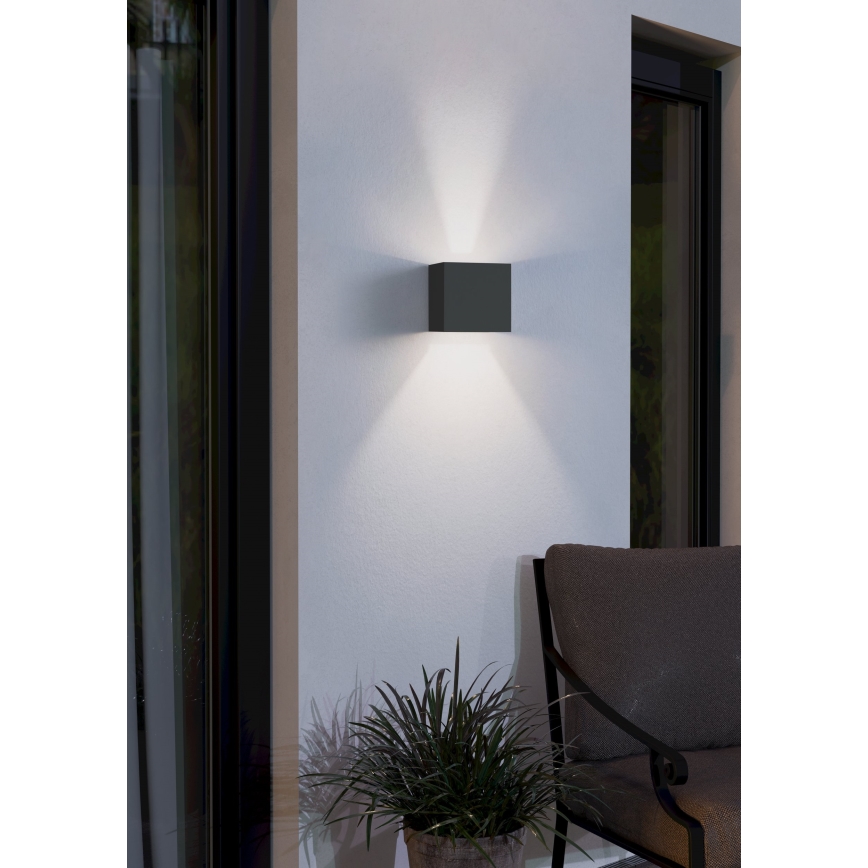 Eglo 79215 - Aplique LED para exterior CALPINO 2xLED/3,3W/230V 3000K IP54 negro