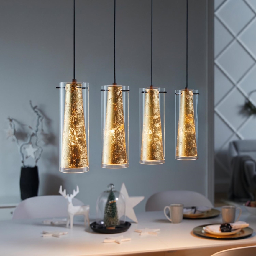 Eglo 79344 - Lámpara colgante PINTO GOLD 4xE27/40W/230V dorado