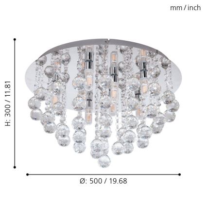 Eglo 79516 - Plafón LED de baño MONTEPRANDONE 8xG9/3W/230V IP44 cromo brillante