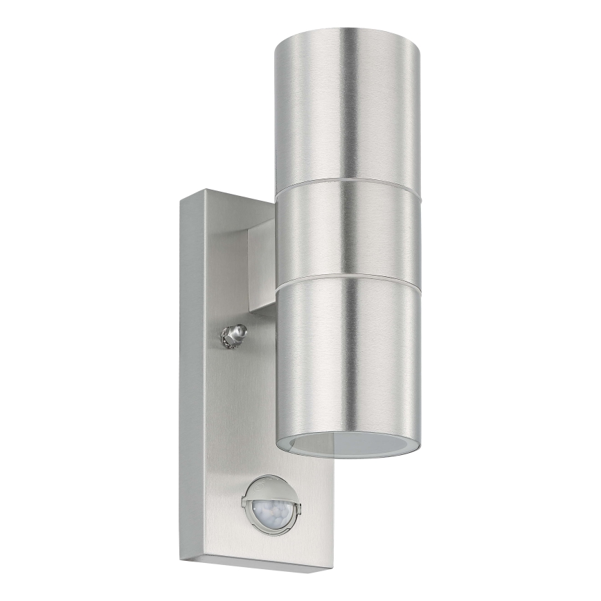 Eglo 79594 - LED Aplique para exterior con sensor ARAPONGAS 2xGU10/2,8W/230V IP44 cromo mate