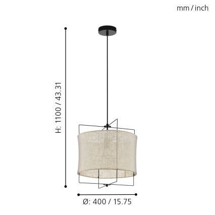 Eglo 79644 - Lámpara colgante BRIDEKIRK 1xE27/40W/230V