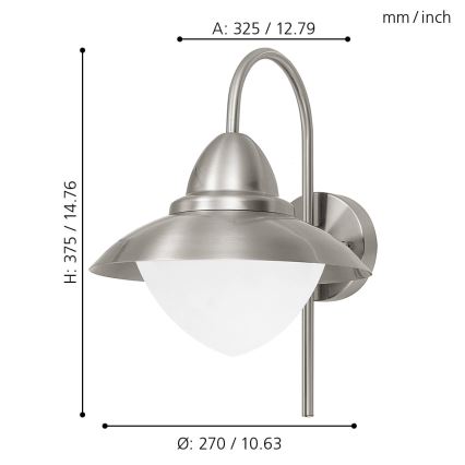 EGLO - Aplique de exterior LED 1xE27/8,5W - Bombilla LED GRATIS IP44