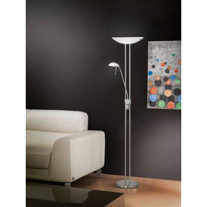 EGLO 85971 - Lámpara de pie regulable BAYA 1xR7s/230W+1xG9/33W cromo mate