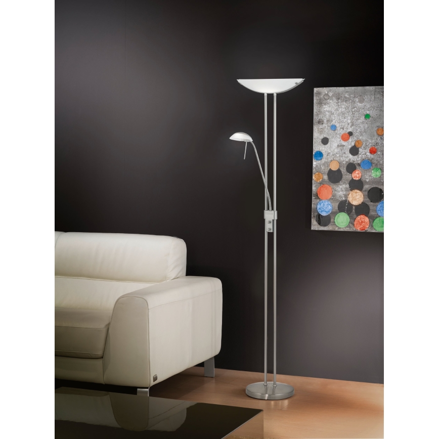EGLO 85971 - Lámpara de pie regulable BAYA 1xR7s/230W+1xG9/33W cromo mate