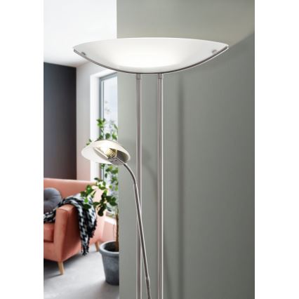 EGLO 85971 - Lámpara de pie regulable BAYA 1xR7s/230W+1xG9/33W cromo mate