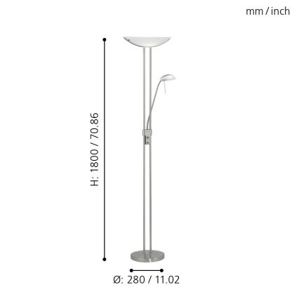 EGLO 85971 - Lámpara de pie regulable BAYA 1xR7s/230W+1xG9/33W cromo mate