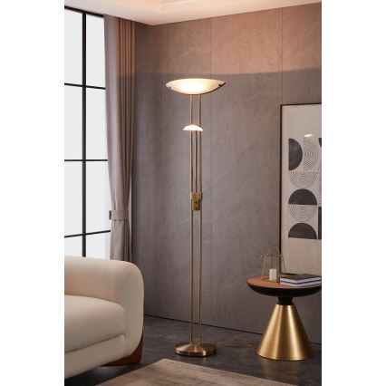 EGLO 85974 - Lámpara de pie regulable BAYA 1xR7s/230W + 1xG9/33W bronce