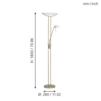 EGLO 85974 - Lámpara de pie regulable BAYA 1xR7s/230W + 1xG9/33W bronce
