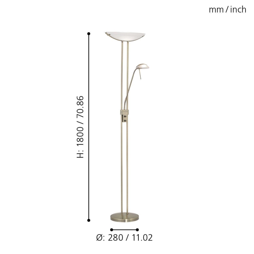 EGLO 85974 - Lámpara de pie regulable BAYA 1xR7s/230W + 1xG9/33W bronce