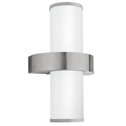 Eglo - Aplique exterior 2xE27/60W plateado / blanco IP44