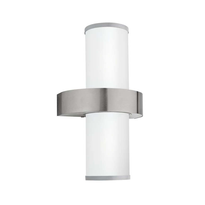 Eglo - Aplique exterior 2xE27/60W plateado / blanco IP44