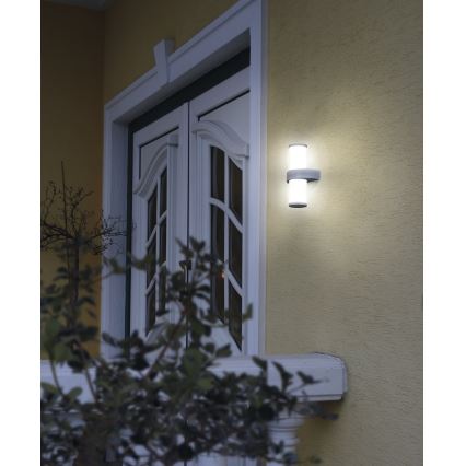 Eglo - Aplique exterior 2xE27/60W plateado / blanco IP44