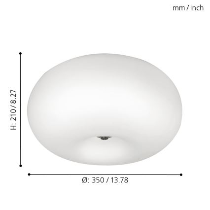 EGLO - Plafón OPTICA 2xE27/60W/230V vidrio opal diá. 35 cm