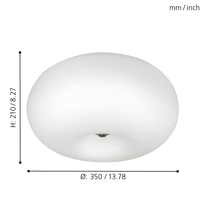 EGLO - Plafón OPTICA 2xE27/60W/230V vidrio opal diá. 35 cm