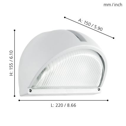 Eglo - Aplique exterior 1xE27/60W blanco IP44