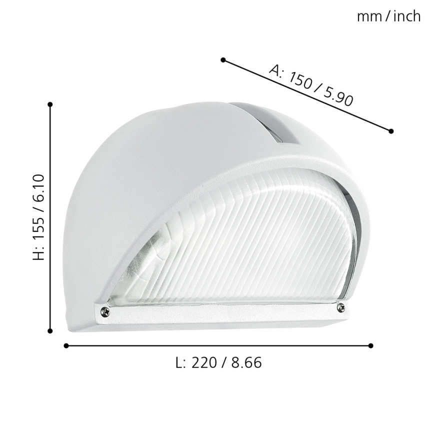 Eglo - Aplique exterior 1xE27/60W blanco IP44