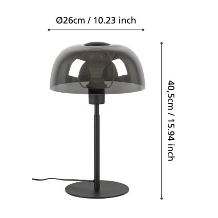 Eglo - Lámpara de mesa 1xE27/40W/230V negro/gris