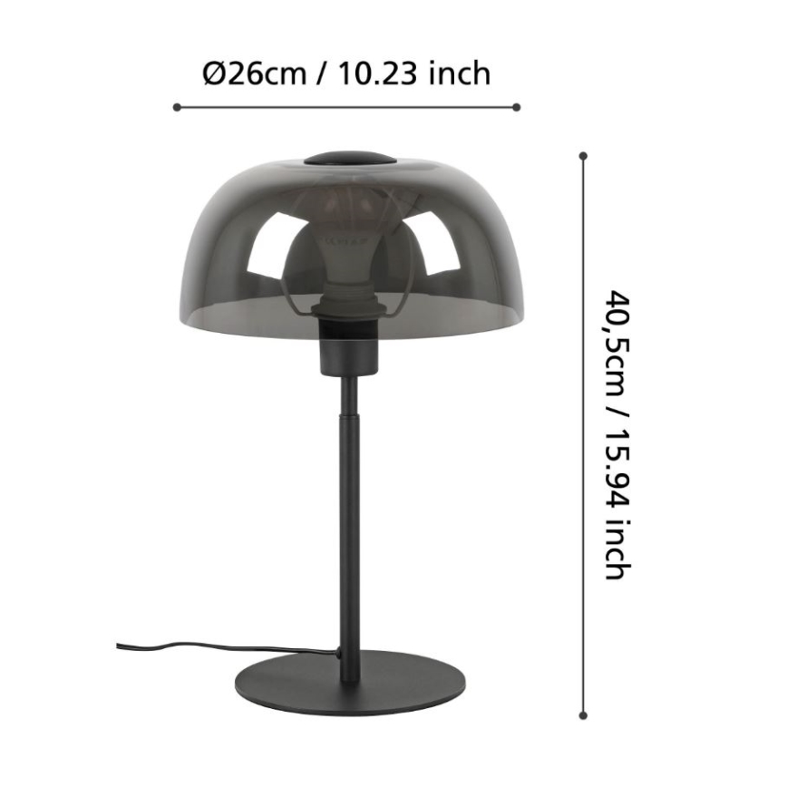 Eglo - Lámpara de mesa 1xE27/40W/230V negro/gris