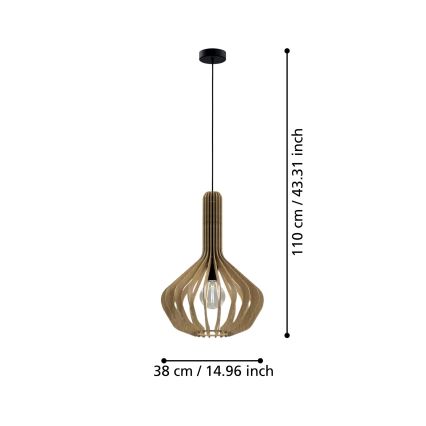 Eglo - Lámpara colgante 1xE27/40W/230V diá. 38 cm beige