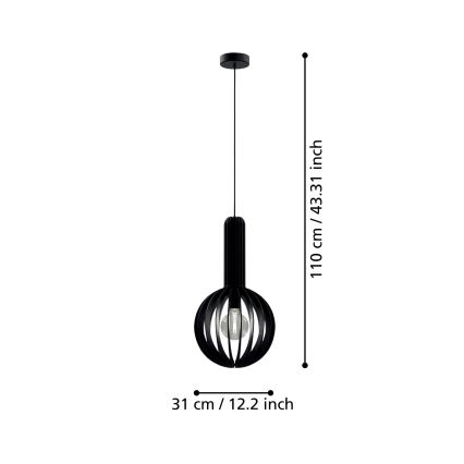 Eglo - Lámpara colgante 1xE27/40W/230V diá. 31 cm negro