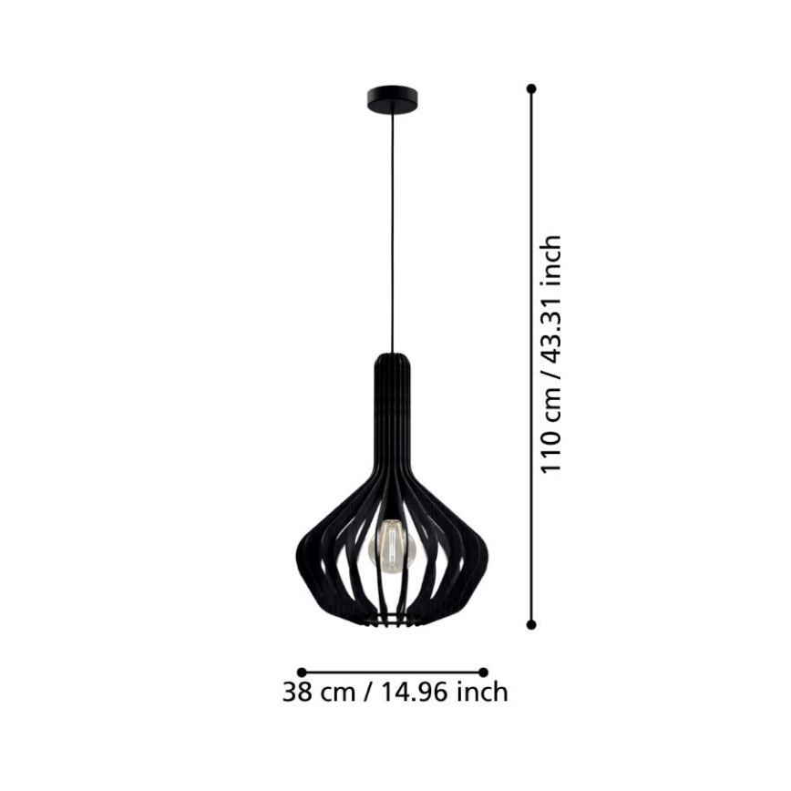 Eglo - Lámpara colgante 1xE27/40W/230V diá. 38 cm negro