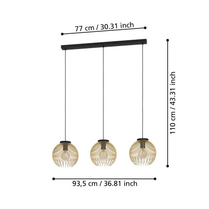 Eglo - Lámpara colgante 3xE27/40W/230V