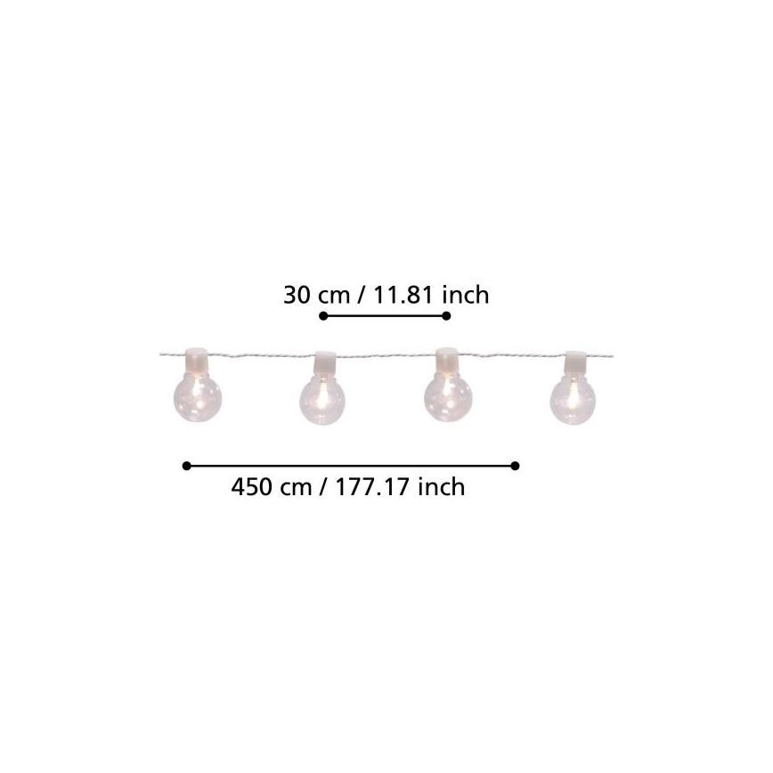 Eglé - Cadena decorativa LED de exterior 16xLED/0,064W/24V IP44 blanco