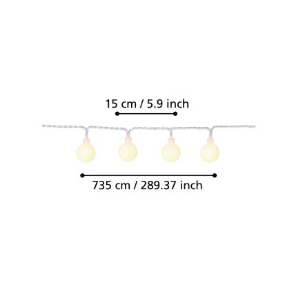 Eglo - Cadena decorativa LED de exterior 50xLED/0,066W/4,5V IP44
