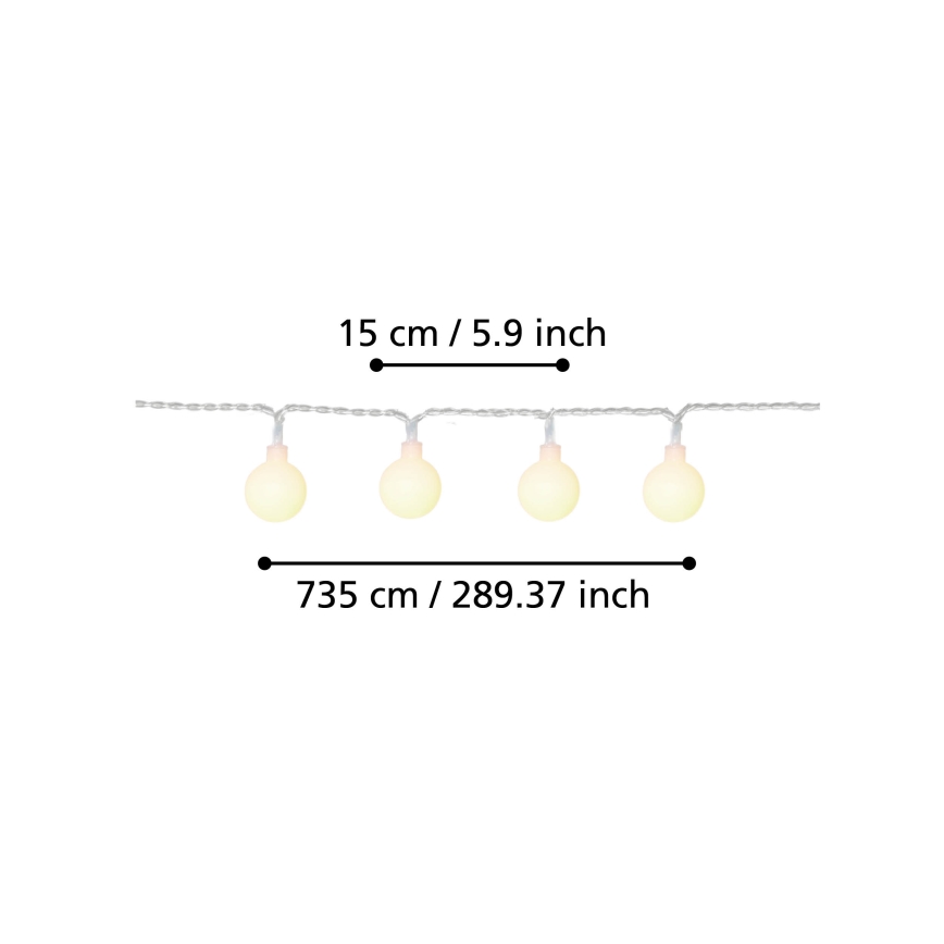 Eglo - Cadena decorativa LED de exterior 50xLED/0,066W/4,5V IP44