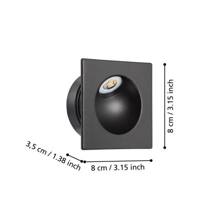 Eglo - Iluminación de la escalera LED LED/2W/230V 3000K negro