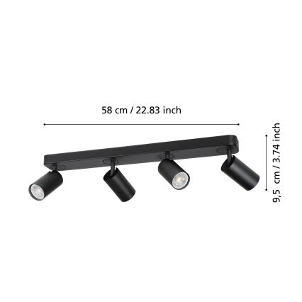 Eglo - Foco LED RGBW regulable 4xGU10/4,9W/230V negro