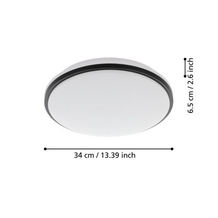 Eglo - Plafón LED de baño LED/15,6W/230V IP44 negro