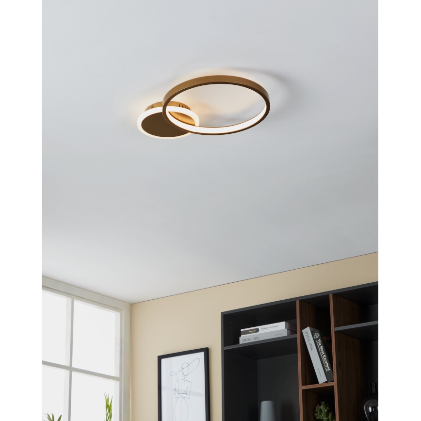 Eglo - Plafón LED regulable LED/15W/230V dorado + mando a distancia
