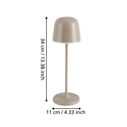 Eglo - Lámpara LED exterior recargable y regulable LED/2,2W/5V 1800 mAh beige IP54